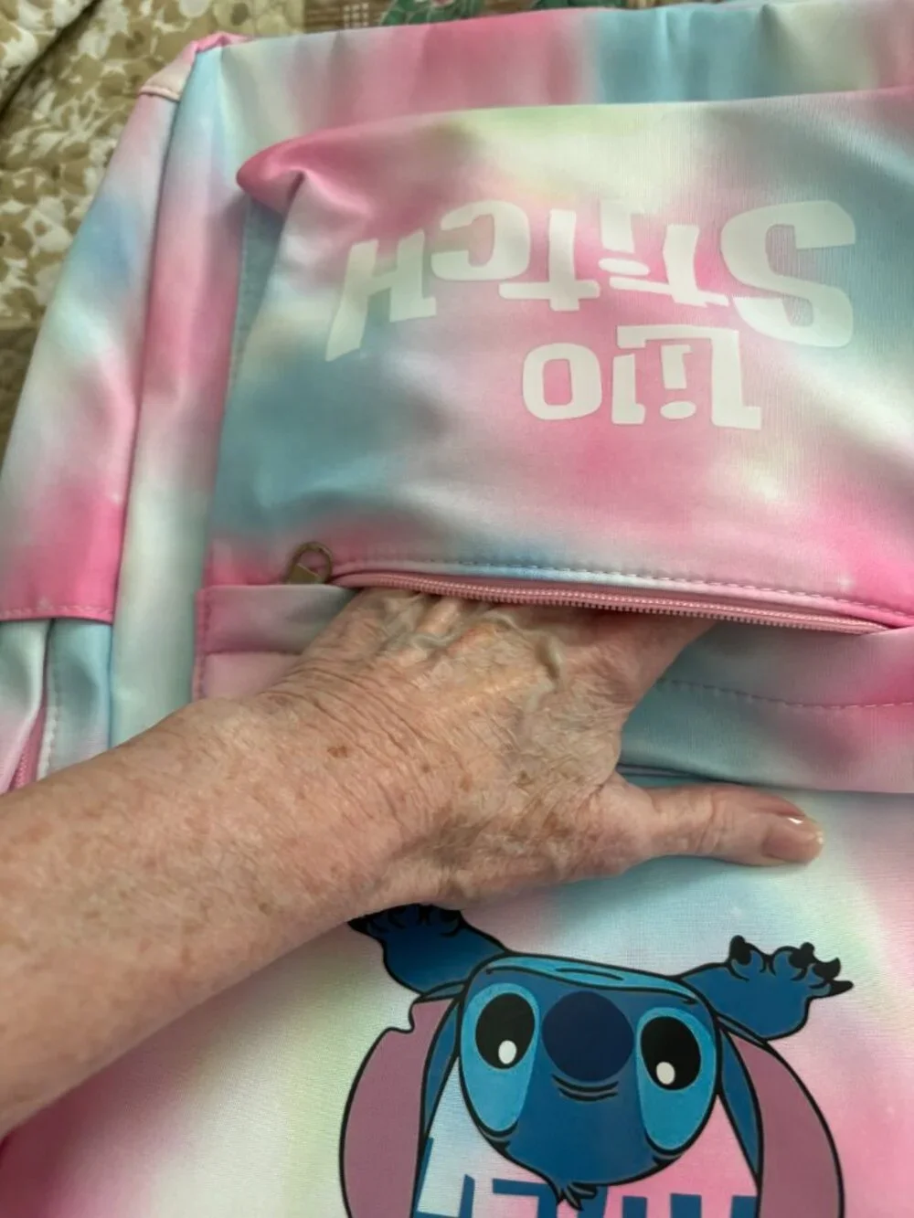 Disney Lilo & Stitch Themed Multi-Piece Pink Tie-Dyed Schoolbag Set